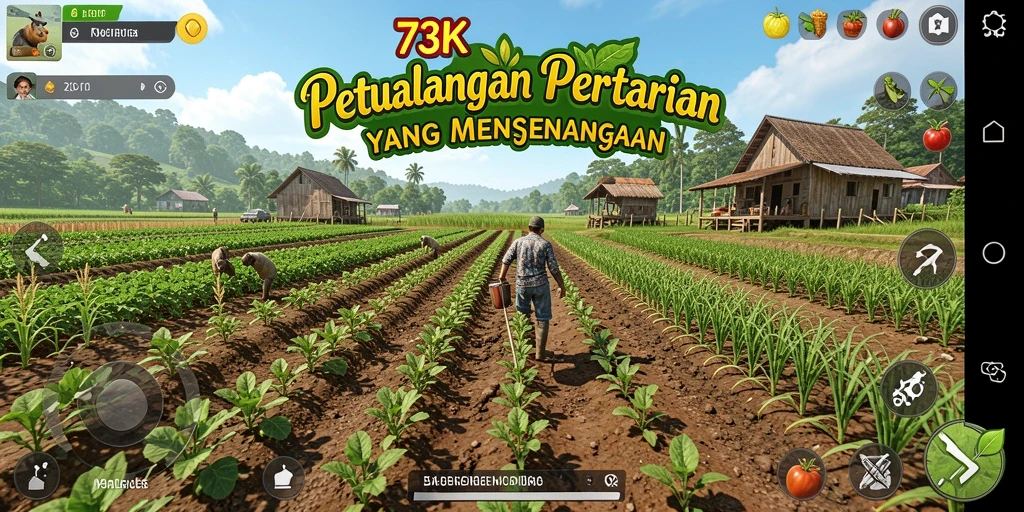 Tampilan gameplay menarik di dunia pertanian 73K.