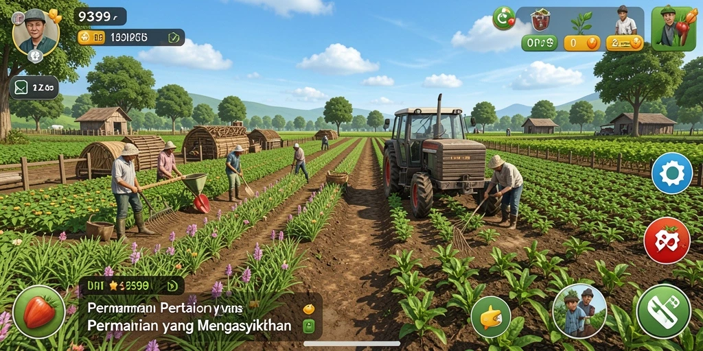 Tampilan menarik dari gameplay pertanian dalam 9399.