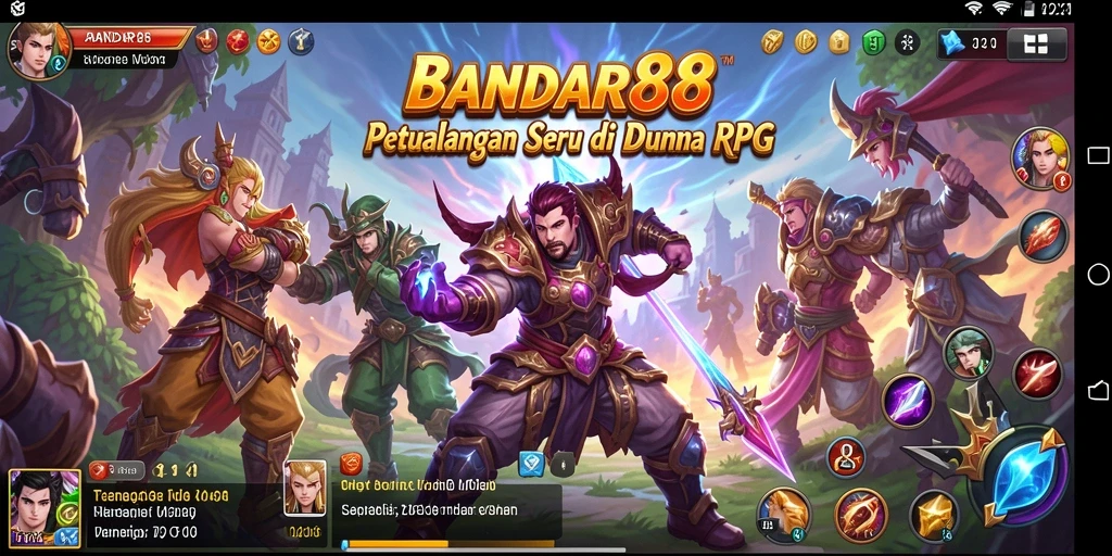 Screenshot BANDAR88 menampilkan karakter dalam pertarungan epik di dunia fantasi.