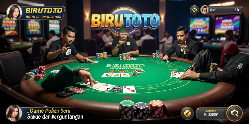 Tampilan gameplay BIRUTOTO yang menarik dan seru di meja poker.