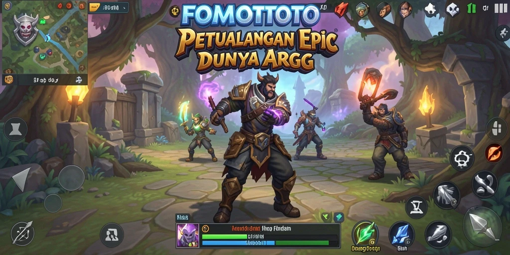 Tampilan gameplay FOMOTOTO dengan pertarungan seru dan dunia yang luas.