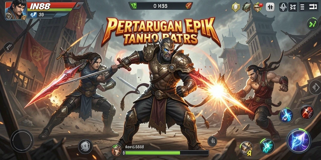 Tangkapan layar gameplay IN88 menunjukkan aksi pertarungan yang dinamis dan mendebarkan.