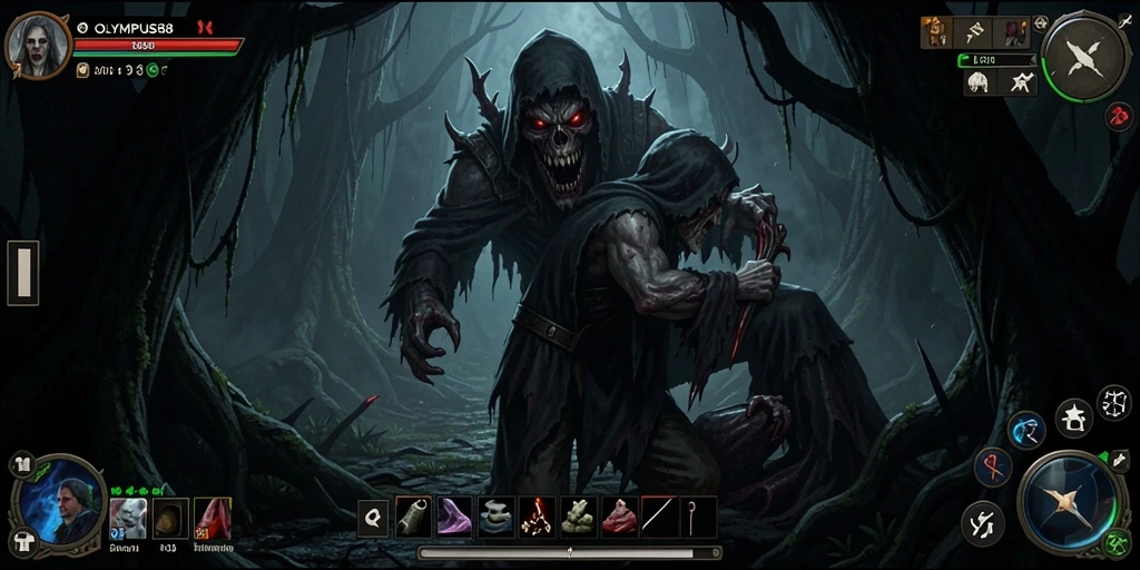 Screenshot menampilkan adegan menegangkan dari gameplay OLYMPUS88.