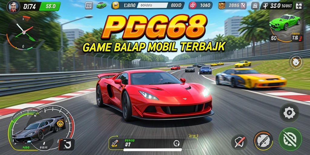 Tampilan gameplay PGG68 yang mendebarkan dalam balapan mobil.