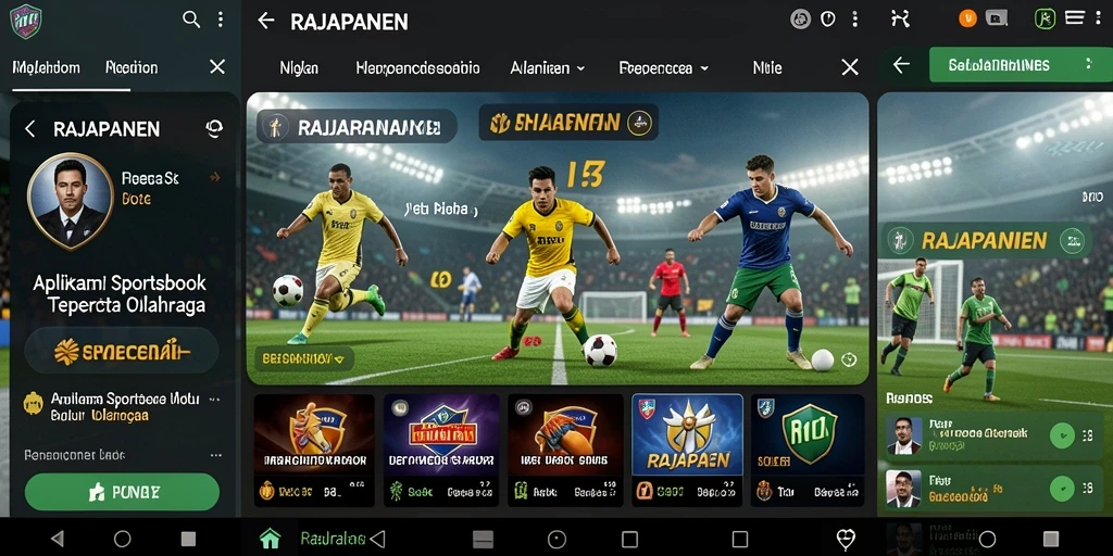 Tampilan antarmuka aplikasi RAJAPANEN yang menampilkan taruhan olahraga.