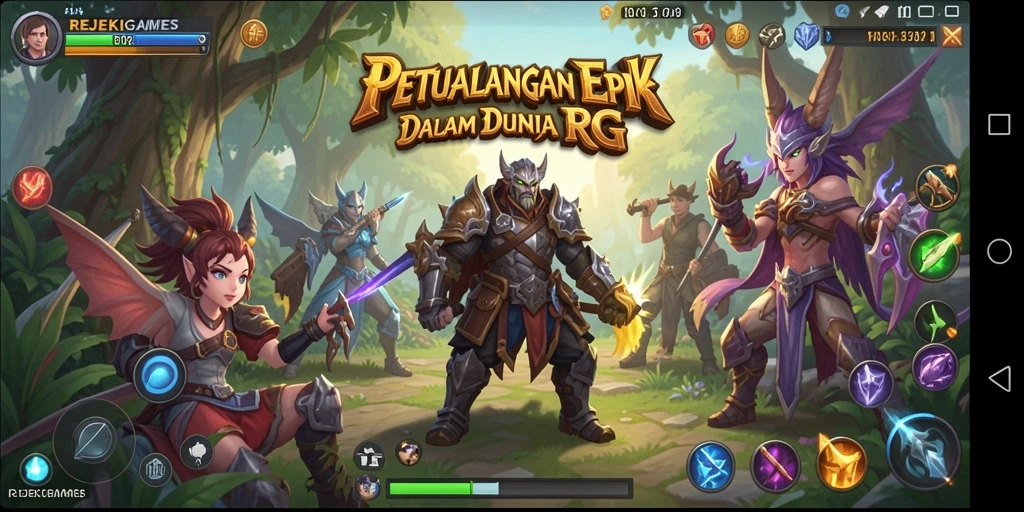 Tangkapan layar gameplay seru dari REJEKIGAMES yang menunjukkan pertempuran antar karakter.