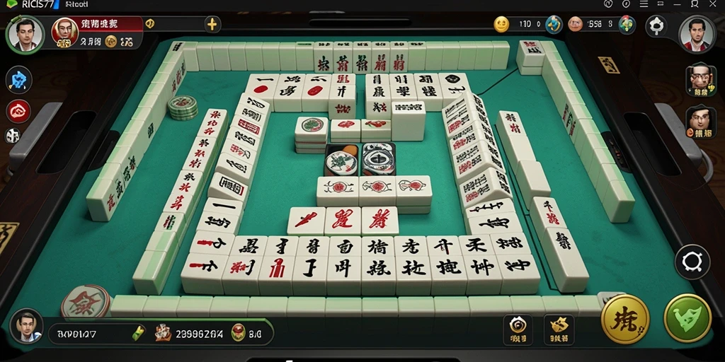 Tampilan gameplay RICIS77 dengan aksi Mahjong yang seru.