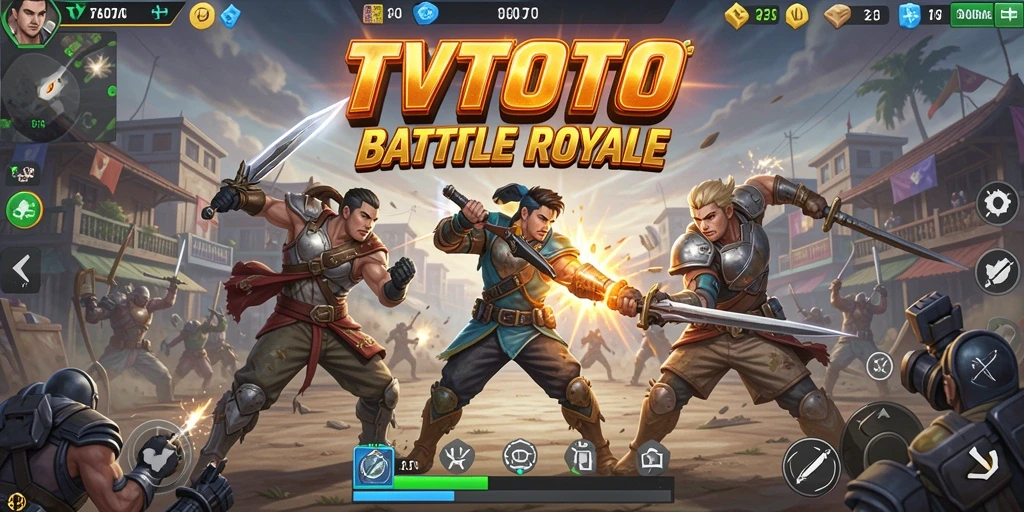 Tangkapan layar TVTOTO menampilkan aksi mendebarkan dalam permainan Battle Royale.